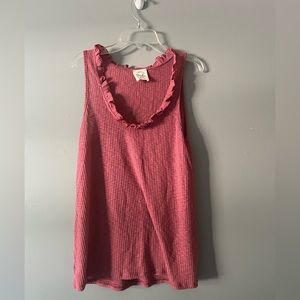 Fantastic Fawn Pink size -S tank top with frills on sleeves.
